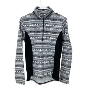 Kerrits Equestrian 1/4 Zip Top Horse Print Women's Small Long Sleeve Black/White